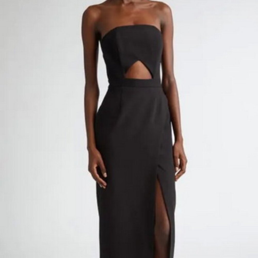 Israella Kobla Black Iman Strapless Cut Out Midi Dress